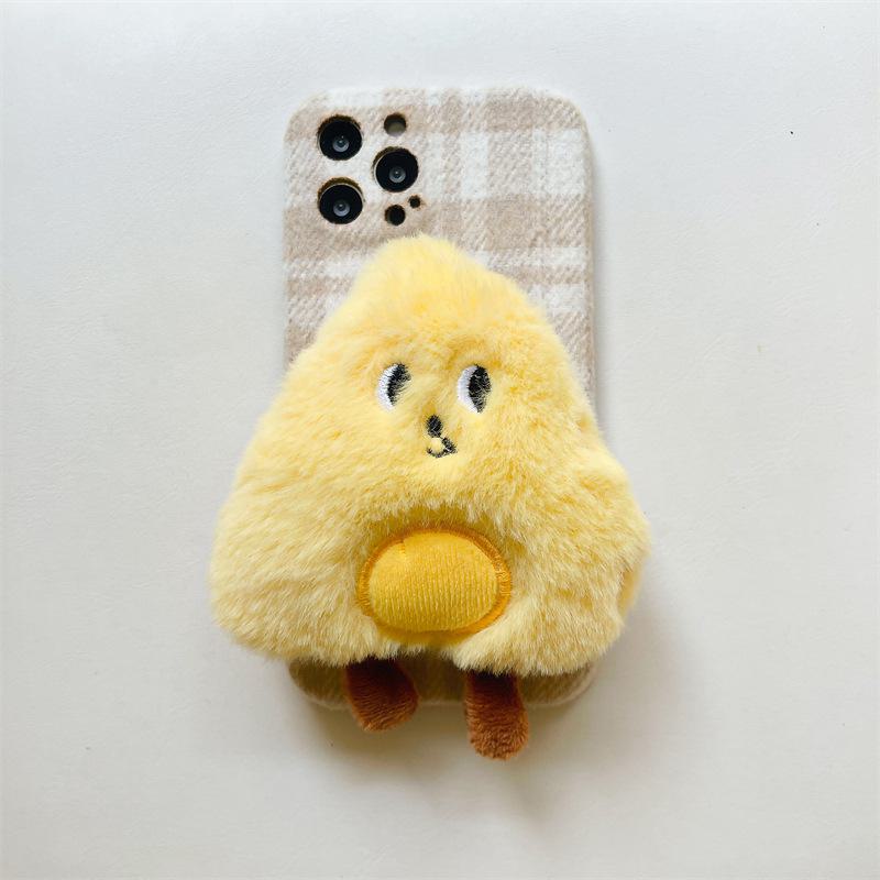 Urocze pluszowe etui 3D w kratę z owczej skóry i sera dla Apple 13 Promax, odporne na upadki i miękkie.