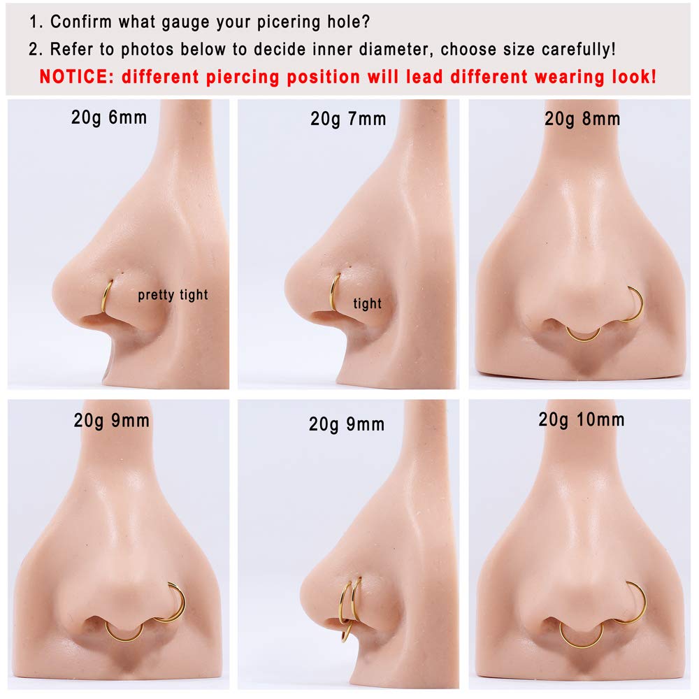 5Pcs/lot Stainless Steel Nose Ring Body Clip Hoop for Women Men Cartilage Piercing Segment Nose Hoop Septum Clicker Lip Ear Ring