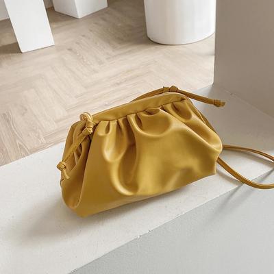 Dámská měkká crossbody kabelka s vnitřní přihrádkou, monochromatická nylonová kabelka s plisovaným popruhem, módní a vysoce kvalitní