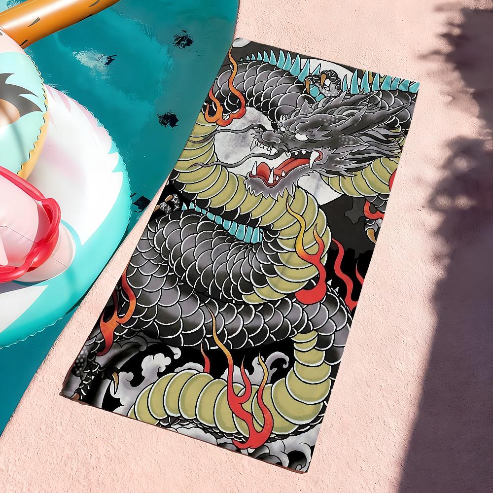 

Art Yakuza Dragon Tattoo Towel Quick Dry Soft Yoga Swimming Fitness Mountain Climbing Large Beach Towels W30*H60(CM)