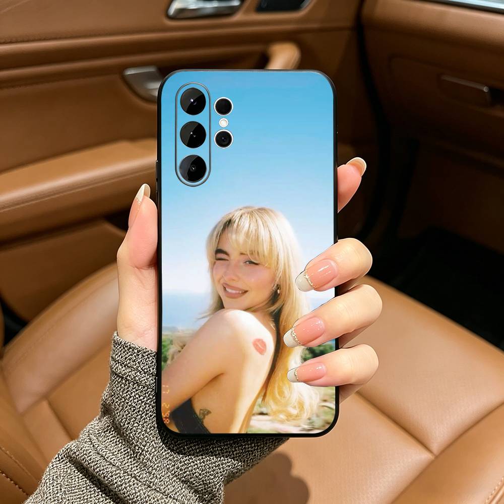 Singer S-Sabrina C-Carpenter  Black Soft Silicone Phone Case for Samsung Ultra S25, S24, S21, S22, S23, S30, Plus, FE, Lite Samsung S20plus5G