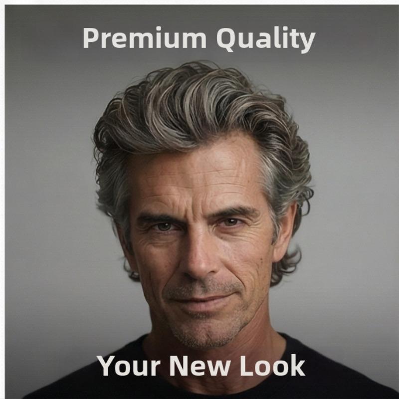 Men's Brown-Grey Mixed Short Curly Wig