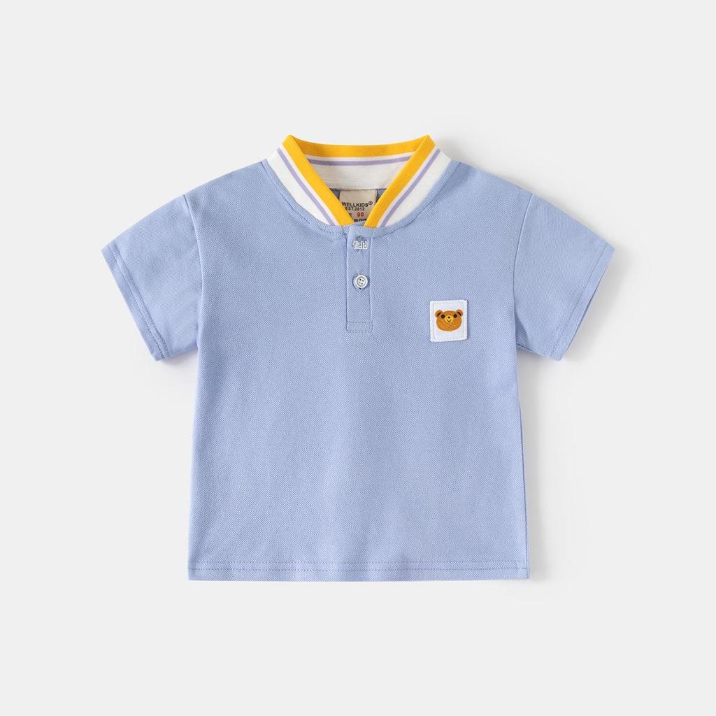 Cartoon Cotton Short Sleeve Polo Shirt for Toddler Boys - Summer Stand Collar T-Shirt