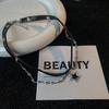 Black Diamond Butterfly Pentagram Double Layer Necklace Choker - Women's Niche Design Accessory