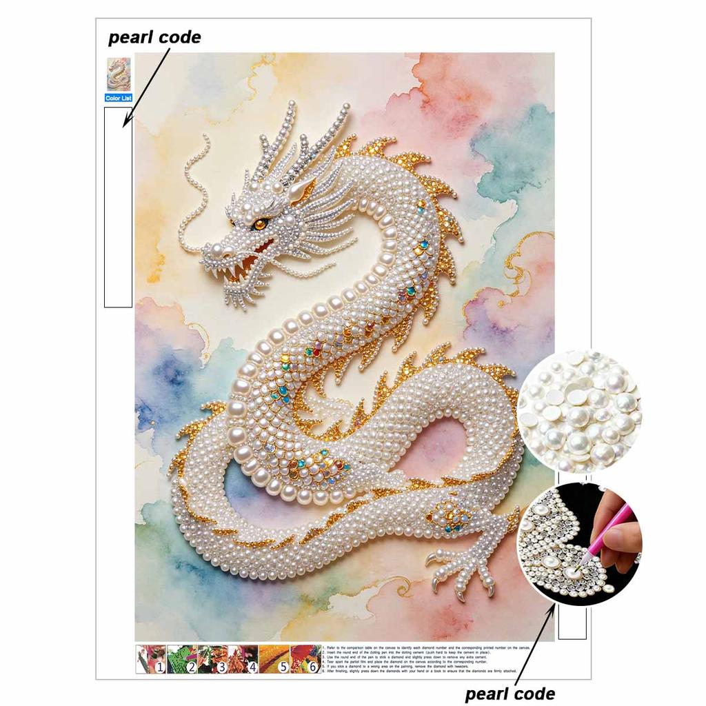 Pearl Art Painting Home Wall Decor Pearl Gemstone Painting Chinese Dragon Crafts Adult/Beginner Gift Creative Home Decor Unframed Art