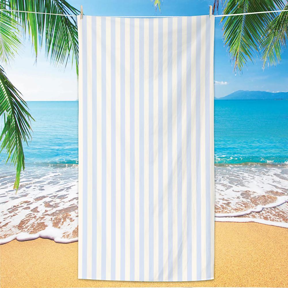 Bath Towel Minimally Striped Beach Towel, Ultra-fine Fiber Quick Drying Absorbent Towel, Beach Swimming Vacation Beach Towel
