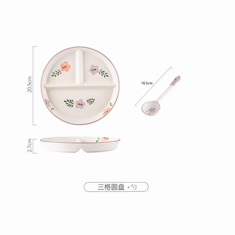 Ceramic Portion Control Diet Plate Divided Dessert Snack Serving Dish Platter for Balanced Meal Food Separator Appetizer Tray