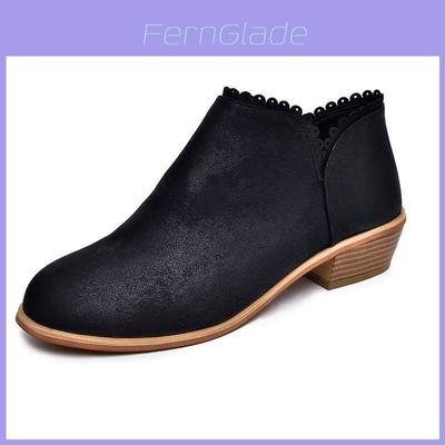 Elegant Us Womens Ankle Short Boots Low Heel Mid Block Shoes For Casual Parties