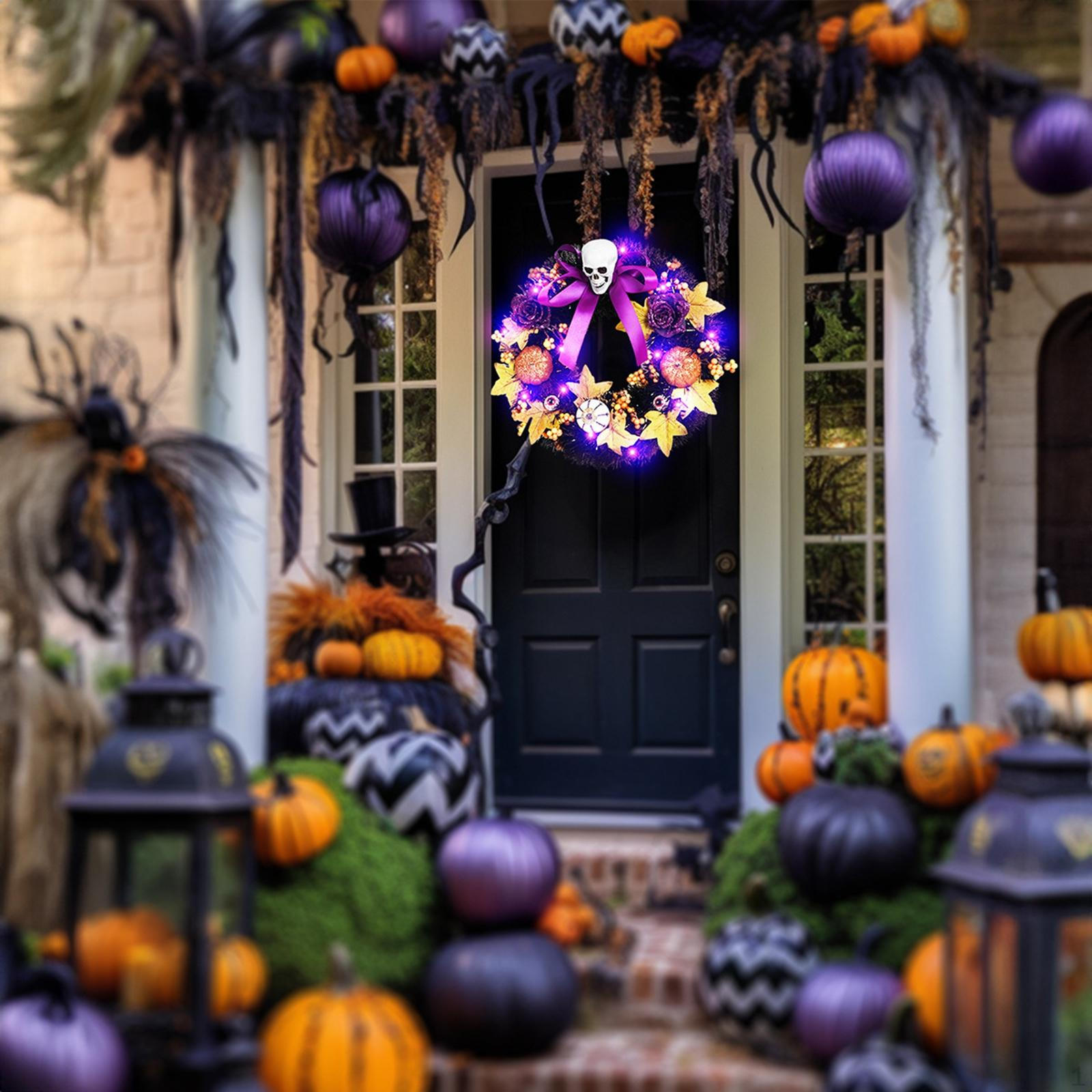 Halloween Door Wreath Horror Decoration Artificial Flower Scary Party Skull