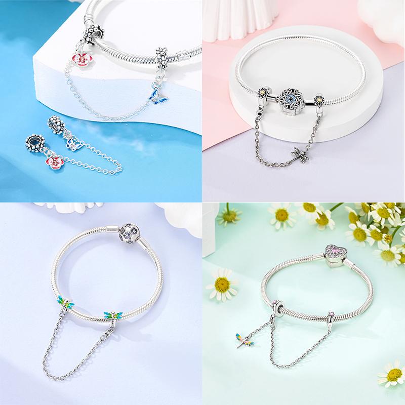 Elegant S925 Silver Butterfly & Dragonfly Multicolor Charms Beads Pendant 3mm DIY Fine Jewelry Making Accessories Gifts