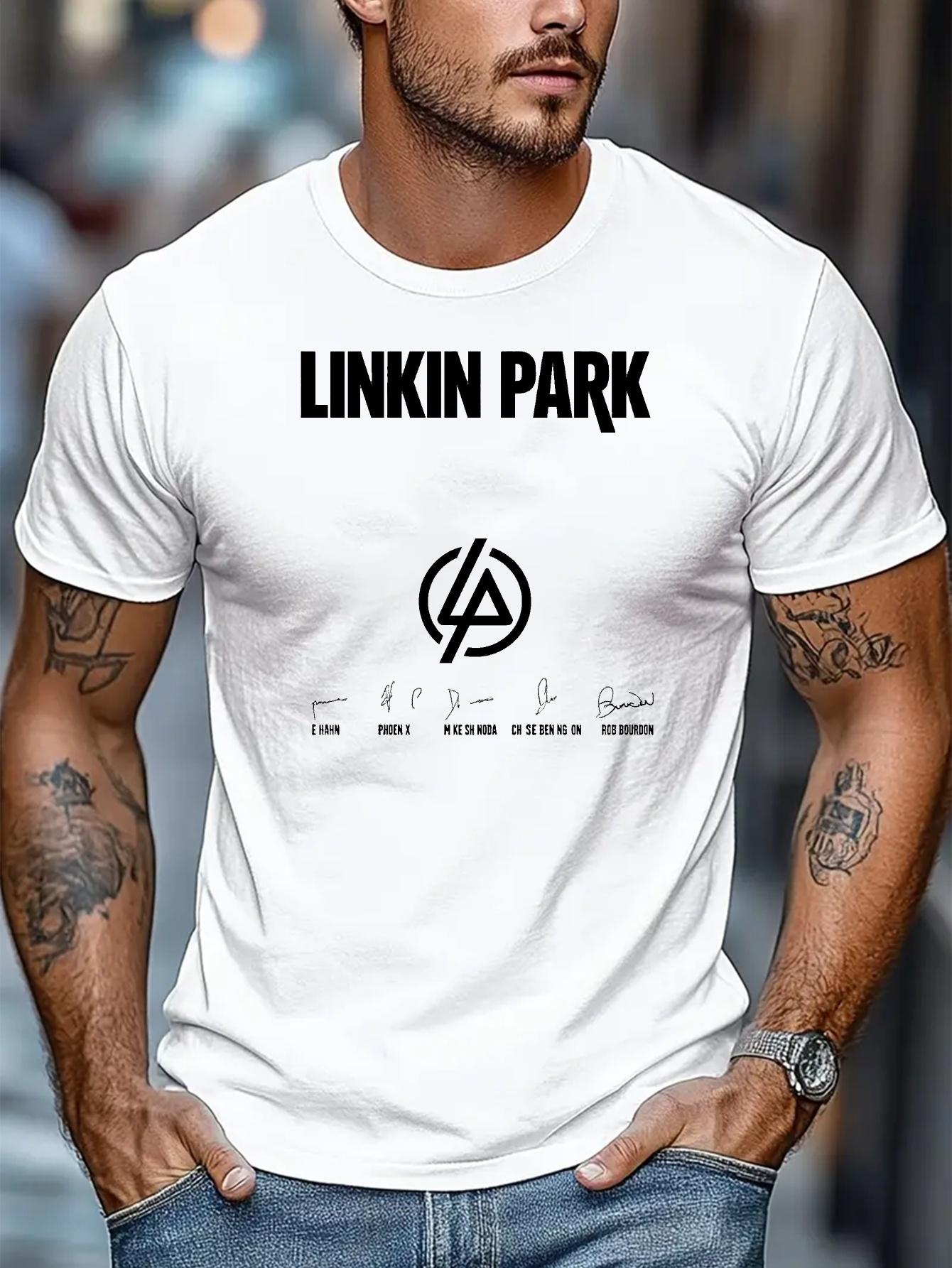 611 Cotton Blend Micro-Stretch T-shirt - Summer Casual & Sports Wear with Linkin Park Graphic Print XL