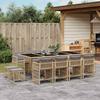 13 Piece Garden Dining Set with Cushions Beige Mix Poly Rattan