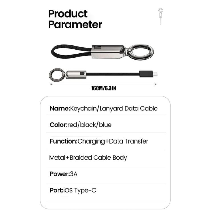 Phone Lanyard Data Cable Quick Charging PD65W USB C To Type C Short Cable 16CM with Keychain Hook Efficient Power Supply