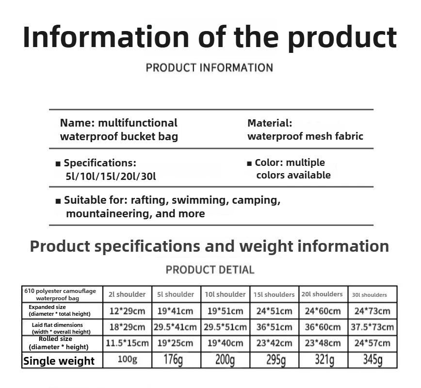 5/10/15/20/30L Waterproof Dry Bags With Wet Separation Pocket Backpack For Kayaking Boating Swimming Outdoor Sports Bag XAZ9