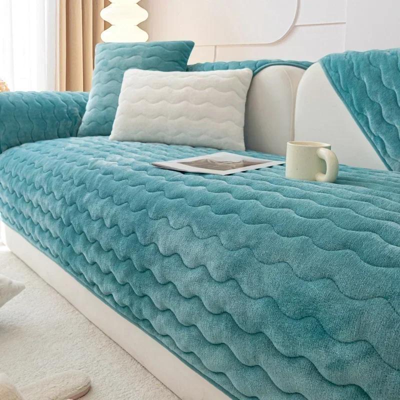 Thicken Plush Sofa Slipcover Mat Universal Non-slip Sofas Towel Pad Winter Warm L Shape Couch Cover for Living Room Home Decor