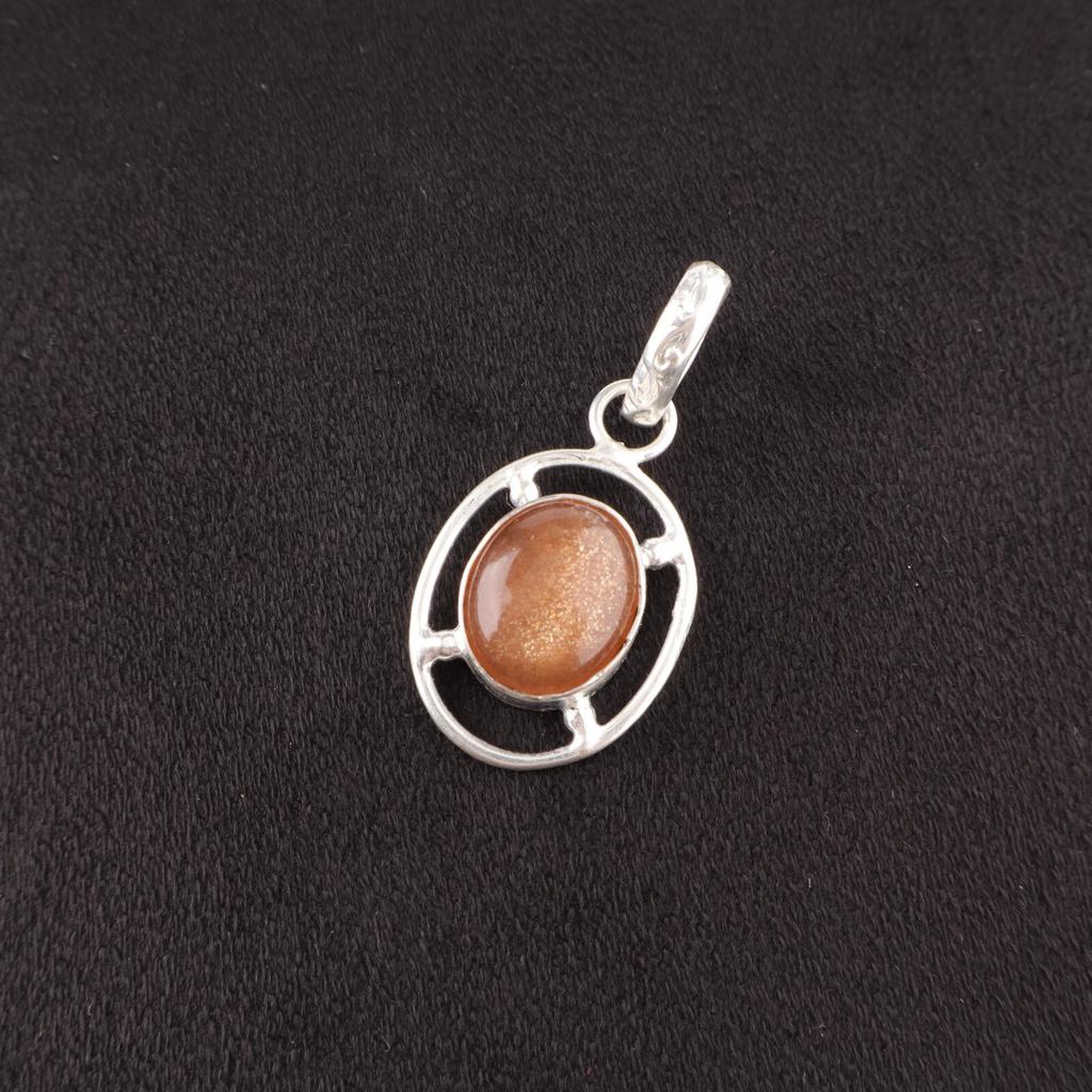 Oval Natural Peach Moonstone 925 Sterling Silver Daughter Gift Unique Pendant PP-6-29