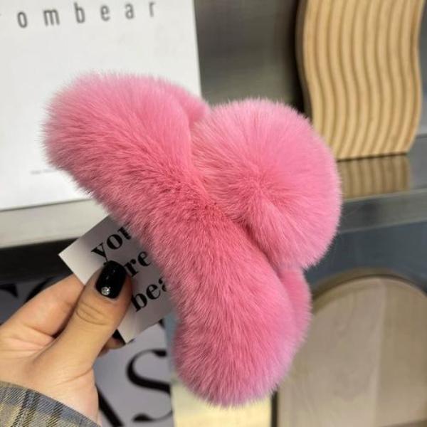Really Rex Rabbit Hair Extra Large Grab Clip Temperament Clip Hairpin New Cute Plush Headdress Hair Grab Hair Accessories.