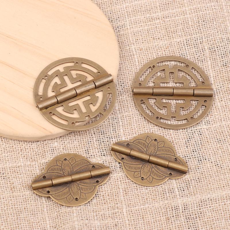 2 Stück Vintage Messingscharniere mit Schrauben Hohlmuster Altes Chinesisches Retro Dekor Holz Schmuckschatulle Weinkiste Schrankteile