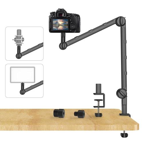 VIJIM LS25 Camera Arm, Microphone Stand, Webcam Arm, Tabletop Camera Stand, Clamp-Type Desk Stand, Bird's-Eye Shooting, 3-Tier Adjustable Angle, 1/4