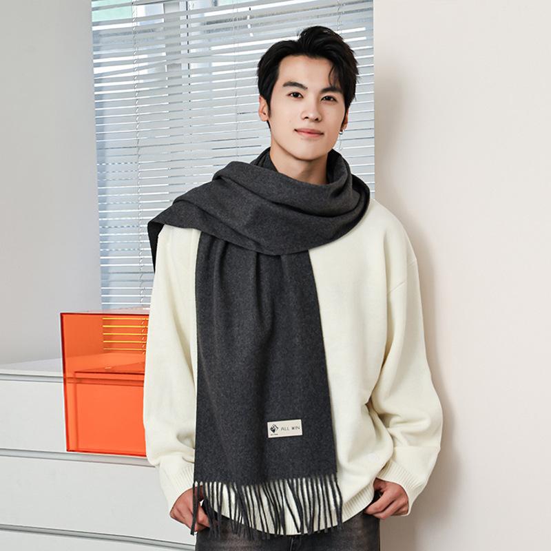 Wool autumn and winter warm scarf warm color scarf solid color simple and versatile gift fashion