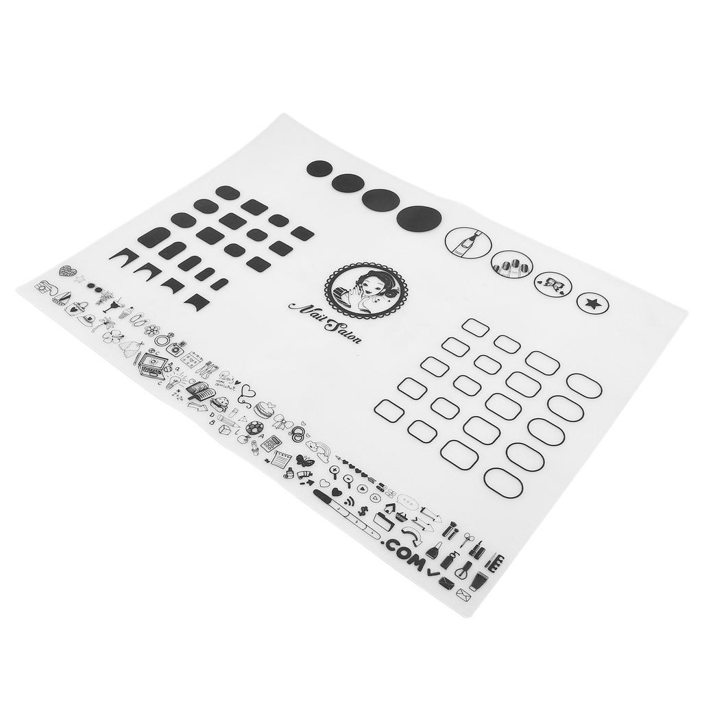 Silicone Nail Art Practice Mat Reusable Nail Polish Pads Washable Foldable Nail Art Fill Color Mat for Home Travel