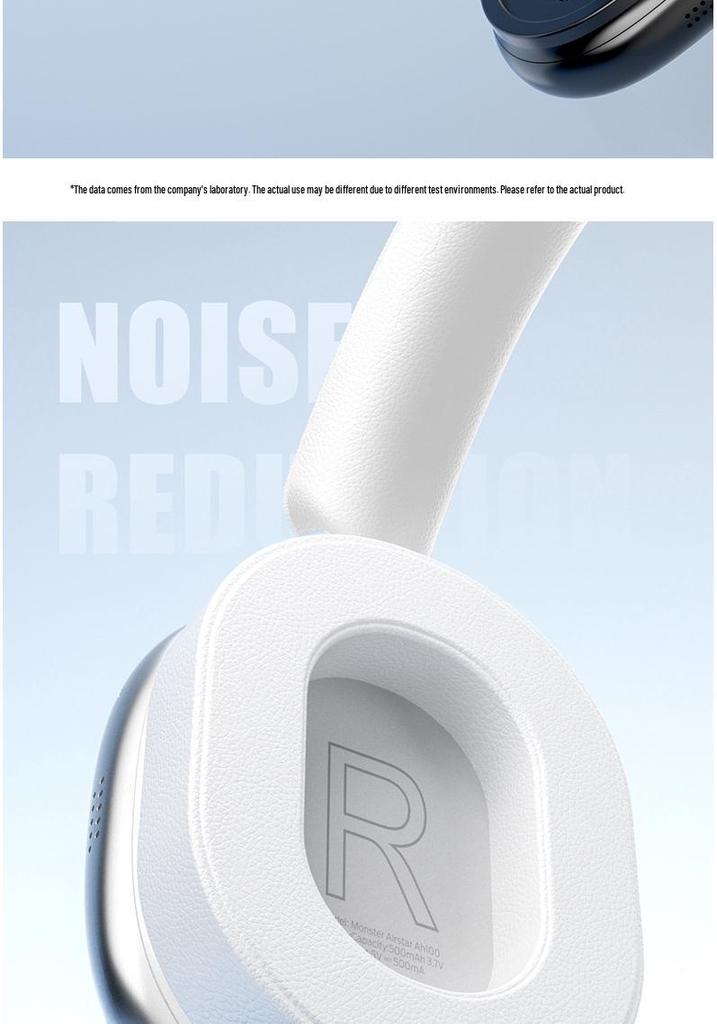 Monster AH100 Wireless Over-Ear Bluetooth Headphones, ANC Noise Cancelling, Long Battery Life, Perfect for Gaming & Sports