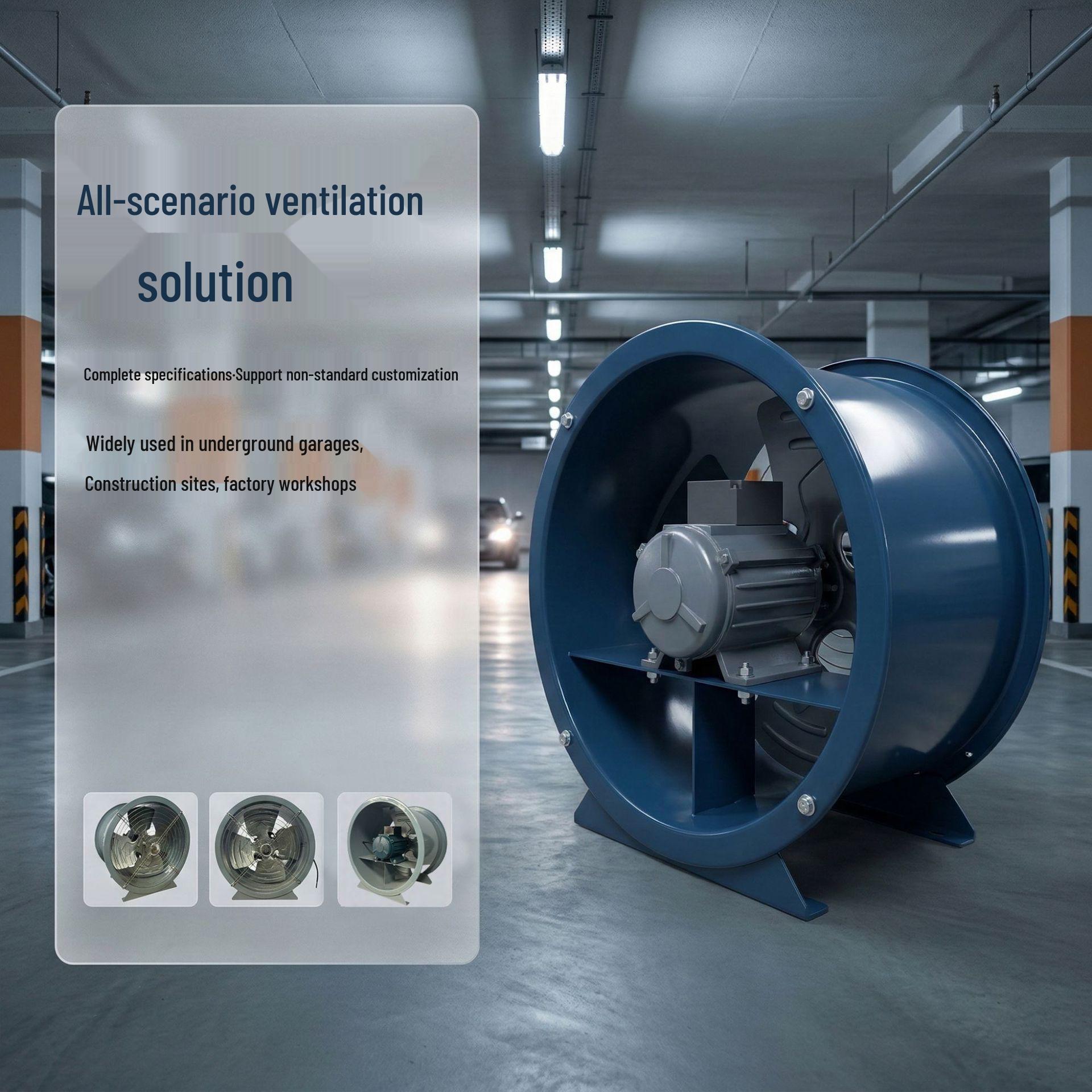 High-Temperature Resistant Axial Flow Fan, Large Volume, Moisture-Proof, 380V Industrial, 220V Kitchen, Duct Ventilation Fan T35-11-2.2
