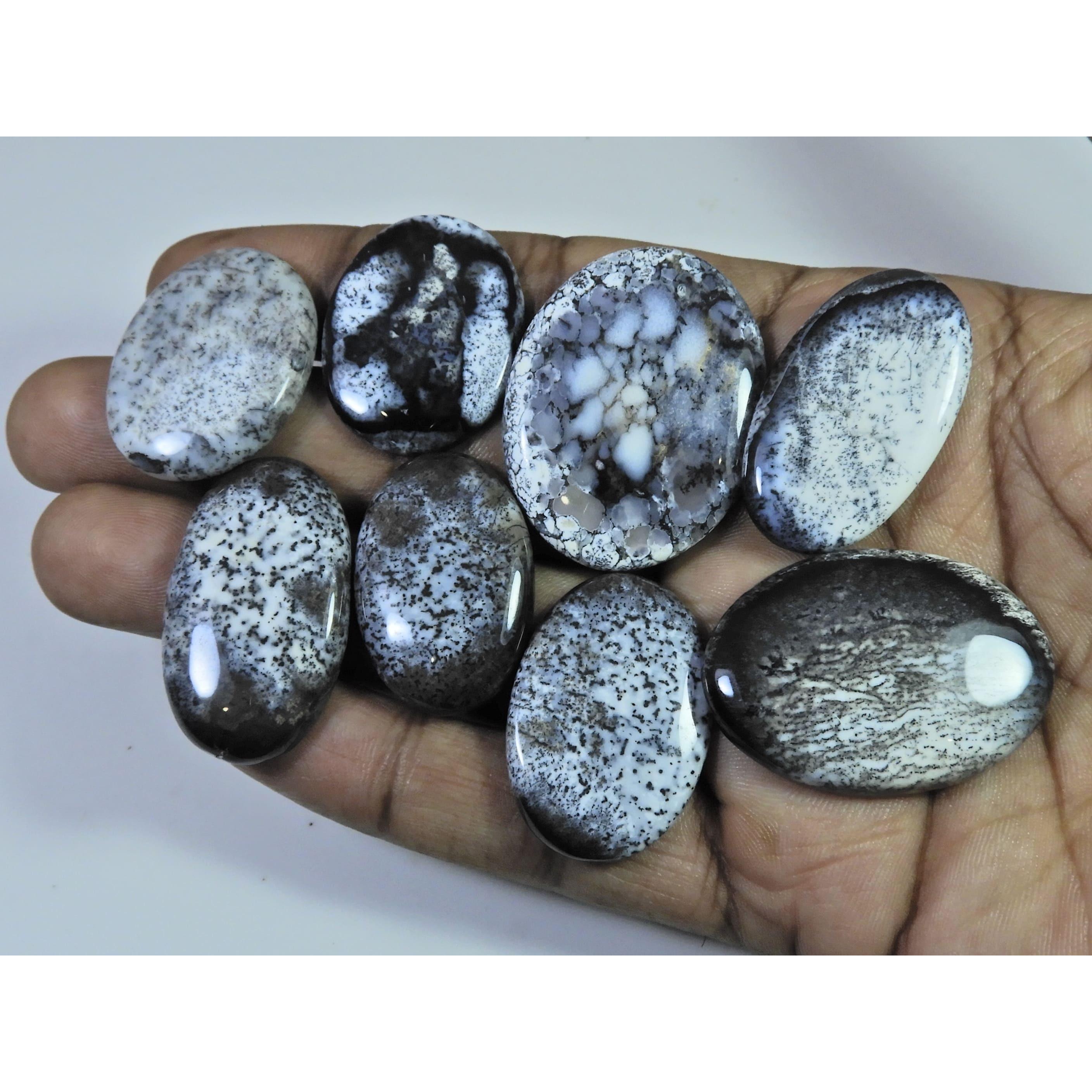 

8 шт. Натуральный дендритовый опал овальной формы кабошон лот рассыпных драгоценных камней 250 карат. C-580