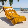 Cheers-Themen-Strandtuch, Gelbes Retro-Toast-Druck-Badetuch, Schnelltrocknende Große Pooldecke für Urlaub & Dusche 1 Stück
