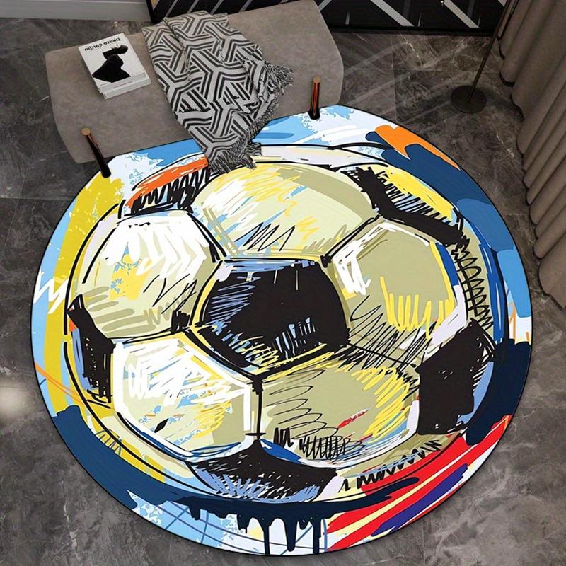 

Vibrant Soccer Print Round Area Rug Non Slip Floor Mat Living Room Bedroom Sports Decor Home Carpet Diameter 60cm