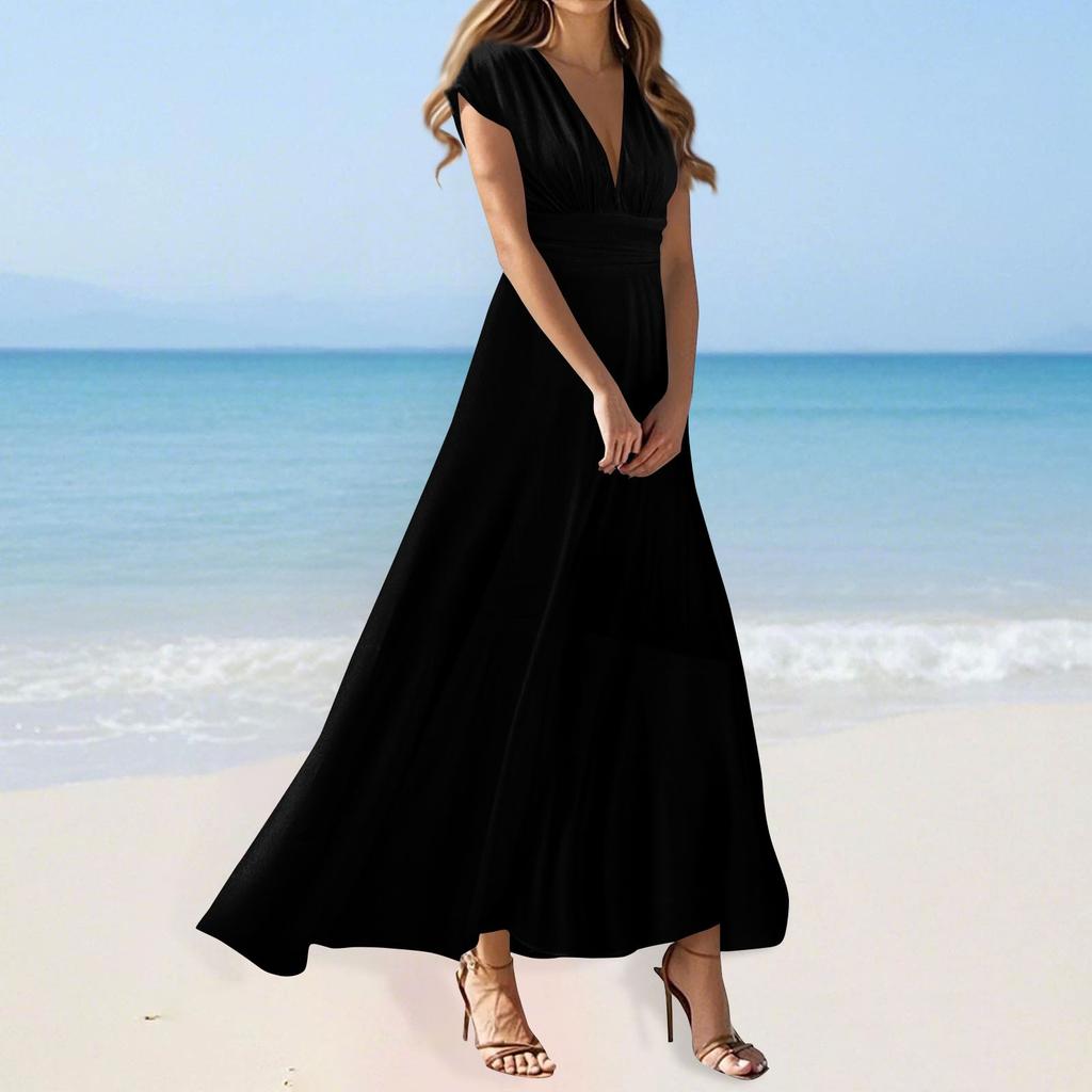 Boho Kleid für Damen Lässige lockere Passform Sommerkleid mit Tasche