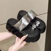 French One-word with Pinch Cover for Toe Women To Wear In the Summer of 2025, the New Thick-bottomed Fashionable Versatile Lazy Cool Slippers