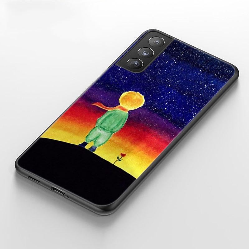 The Little Prince fox telefonfodral för Samsung Galaxy S20 S21 FE S10 Lite Note 20 10 Lite S8 S9 S10E S10 Plus Ultra Black Cover