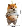 Car Rear View Mirror Decoration, 2 Keychain, 2D Acrylic, Ball Chain, Belly Stomach, Stuffed