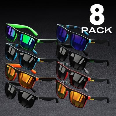 8pcs Sporty Sunglasses Set Vibrant Gradient Lenses Full Rim for Running Hiking Outdoor Activities