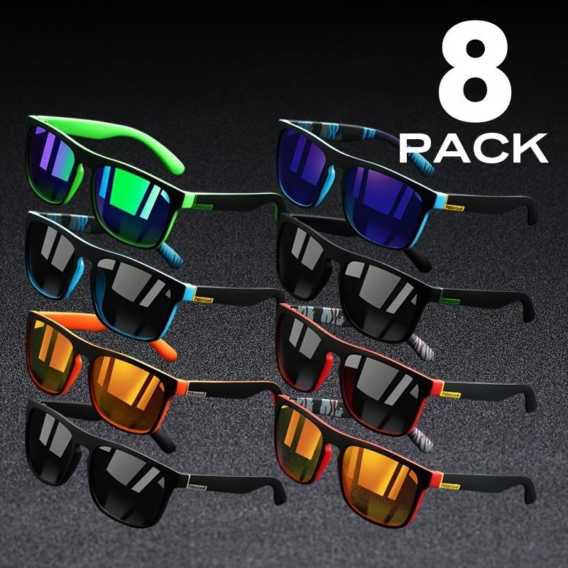 8pcs Sporty Sunglasses Set  Vibrant Gradient Lenses Full Rim Design for Running Hiking and Outdoor Activities