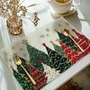Christmas Placemats Table Decoration Linen Printed Holiday Placemats Insulation Mats Kitchen Home Napkins