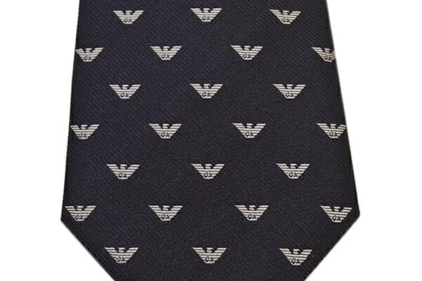 Emporio Armani Eagle Emblem Silk Tie Blade Eea23w018 Blue Navy (8.5cm Width) 3R616-00035