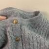 Bargain Women's Grey Cable Knit Sweater Coat - Autumn/Winter European Style Cardigan