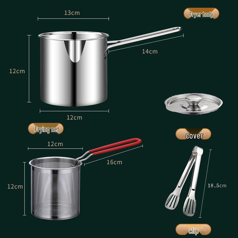 Stainless Steel Mini Deep Fryer with Strainer