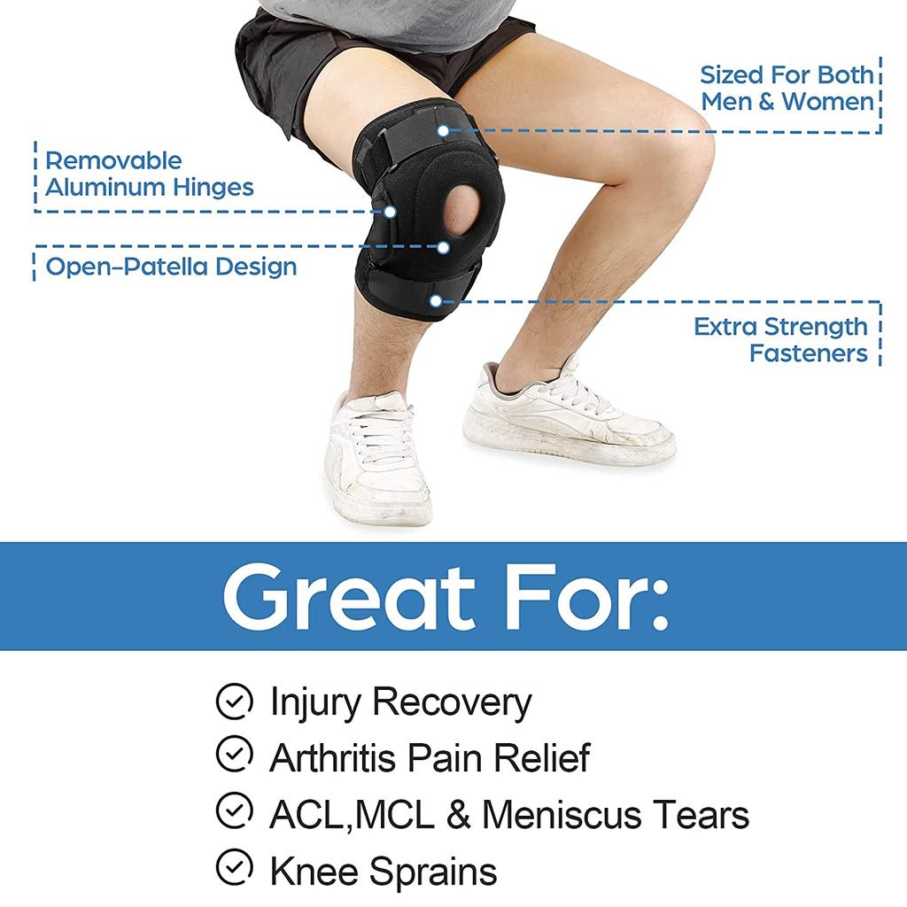 1PC Knee Brace with Dual Metal Side Stabilizers Knee Support Adjustable Compression Breathable Patella Protector Arthritic Guard