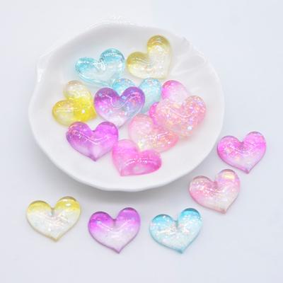 10Pcs 20*17mm Resin Colorful Heart Patches Flatback Scrapbooking 3D Flatback Stone Embellishment Accessories