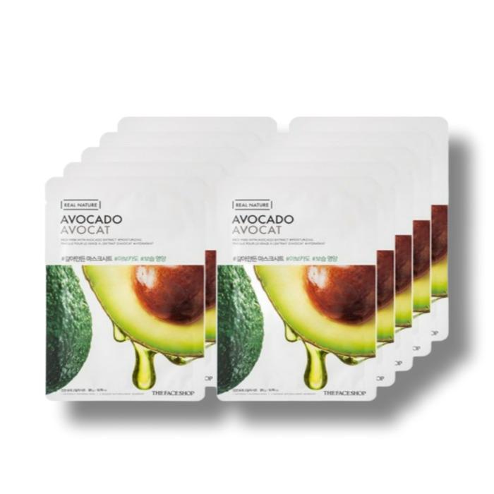 The Face Shop Ground Avocado Mask Sheet, 20 g, pack of 10