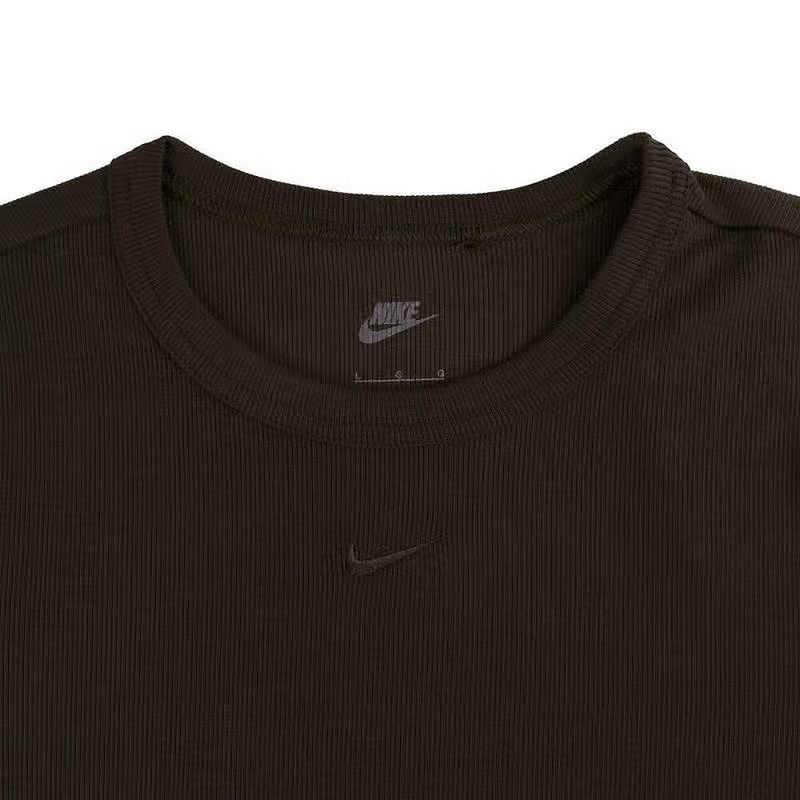 Nike Round Neck Solid Color Knitted Short Slim Fit Short Sleeve T-Shirt Women Tops Black HJ0720220