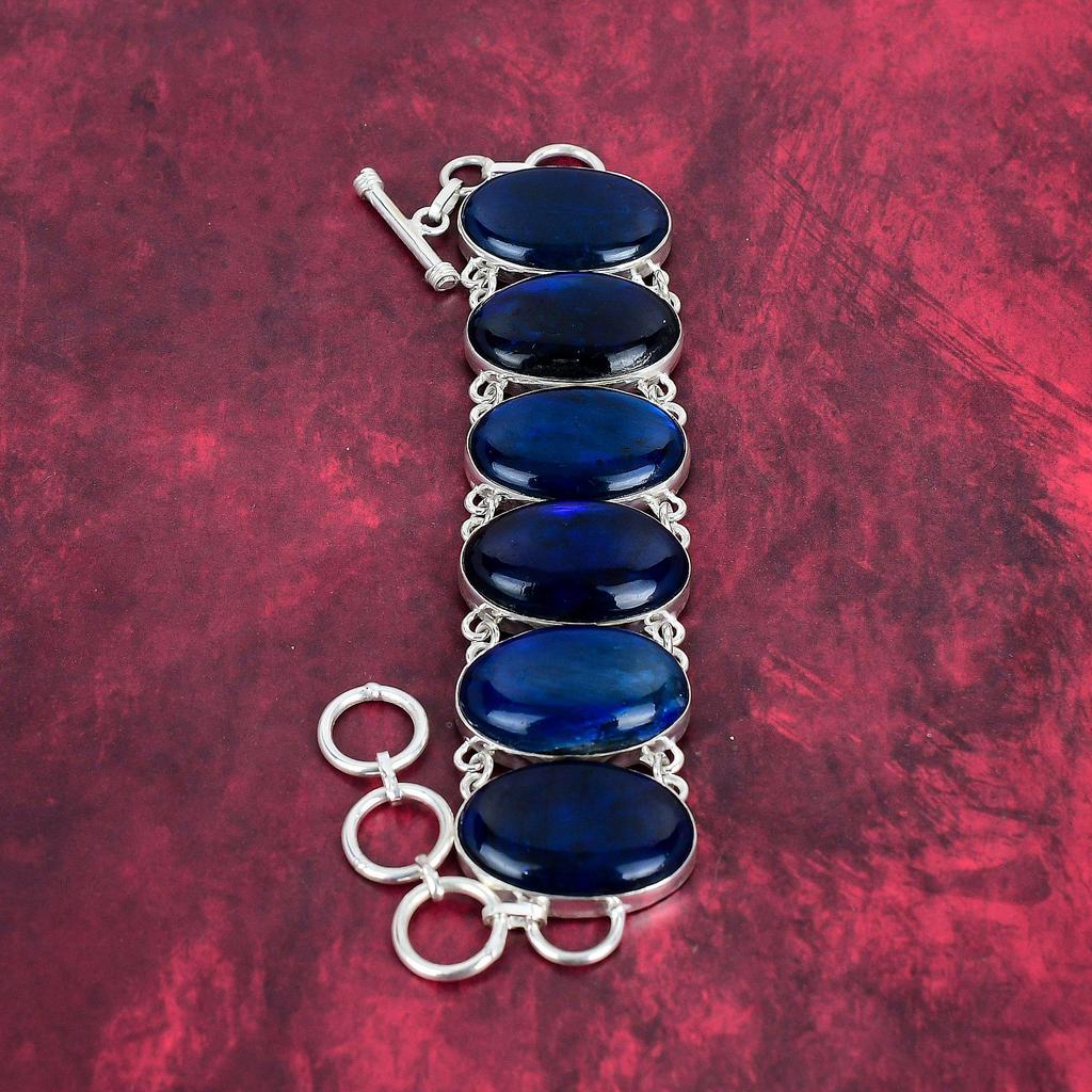 Blue Flash Labradorite Gemstone 925 Solid Sterling Silver Bracelet & Necklace Jewelry Set, Handmade Jewelry Amazing Design Jewelry For Her