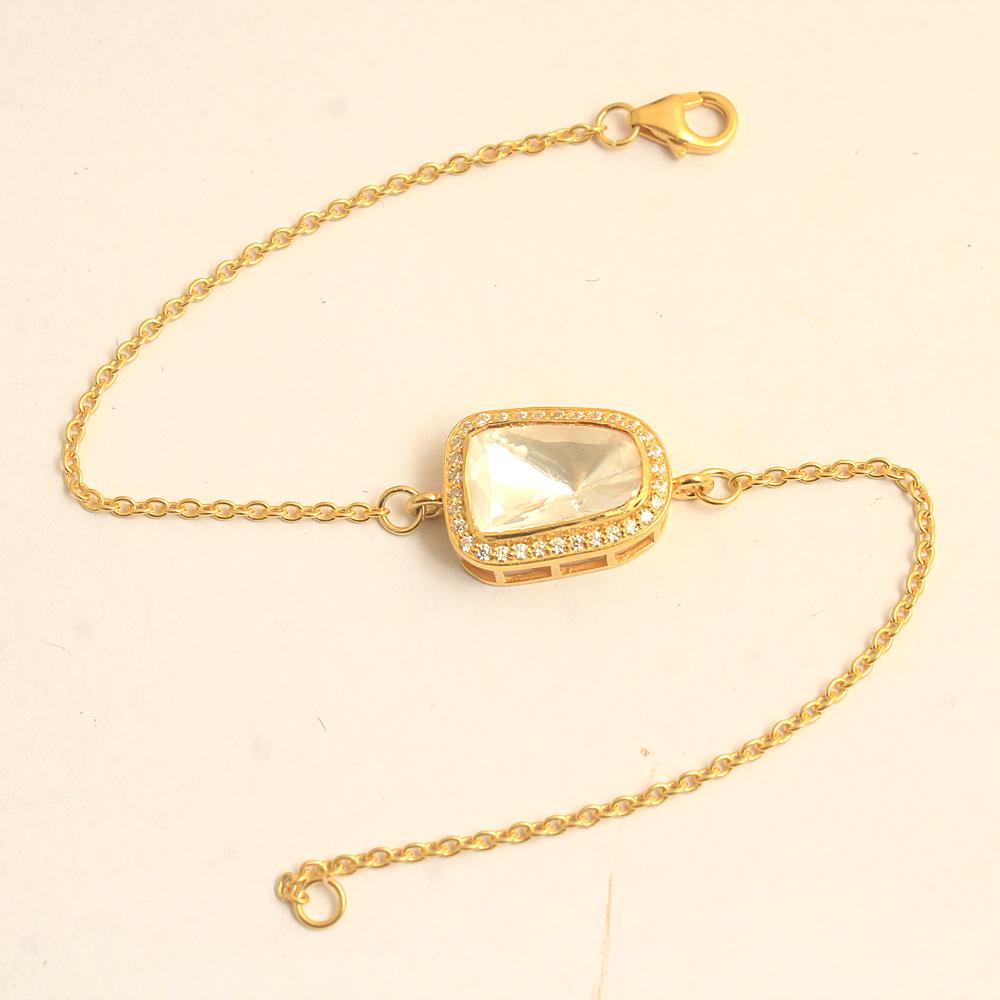 Moissanit-Polki-Armband aus 925er-Sterlingsilber mit Gold-Finish