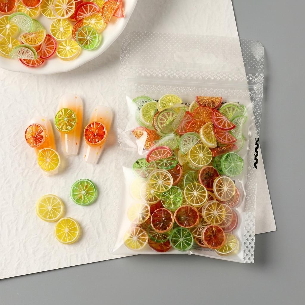 Summer Style Lemon Slice-Resin Nail Art Decorations Transparent Mixed Designs For DIY Manicure
