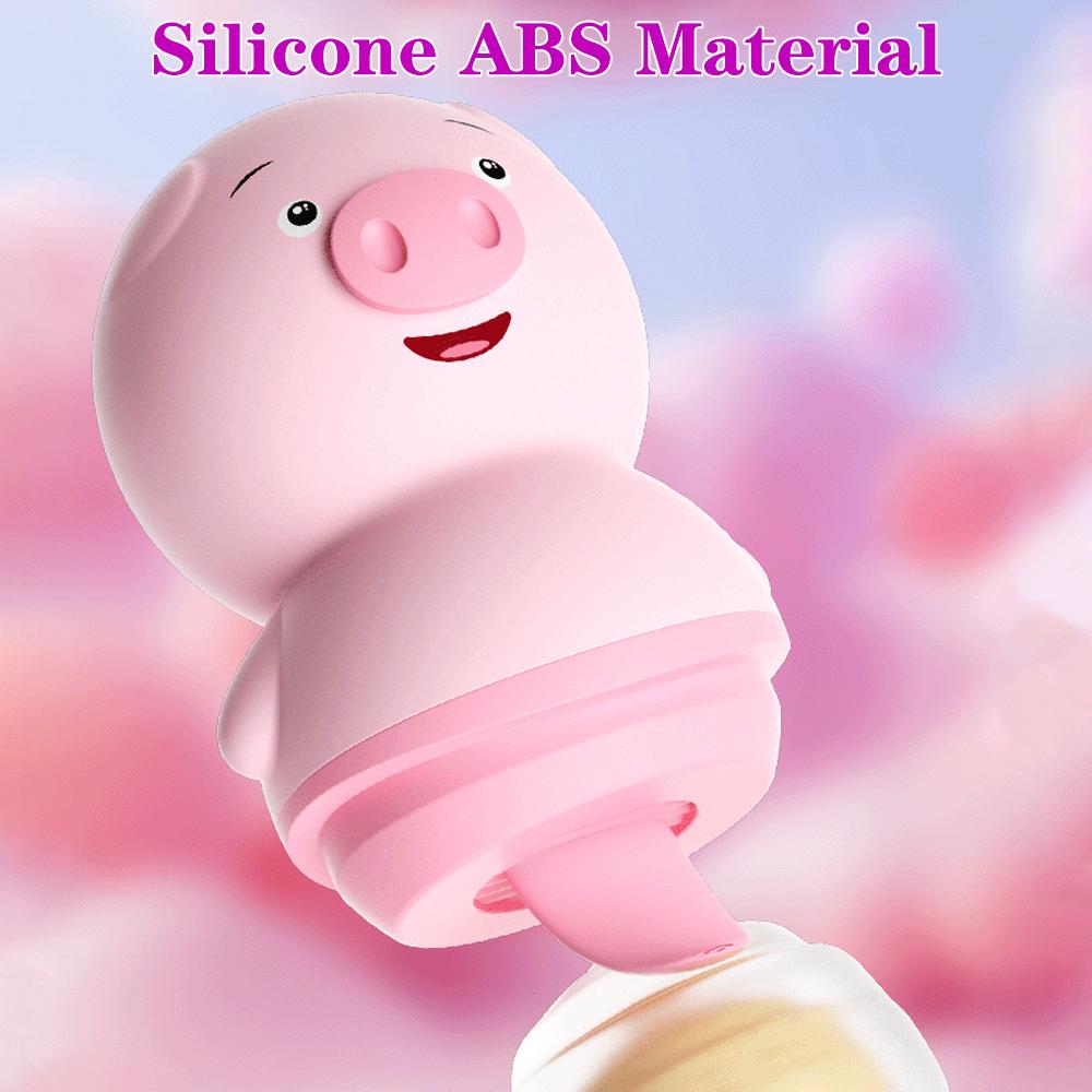 Tongue Licking Sucking Vibrator Female Masturbator USB Charging Dual 6 Modes Nipple Massager Sex Toys for Woman Clitoris Stimulator Cute Pig