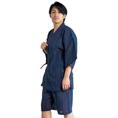 [Ai-Ai] Men's Jinbei (Japanese Summer Wear) - Cotton-Linen Seersucker Fabric, 85% Cotton, 15% Linen, Washable, Cool, Soft, Summer, Festival, Fireworks