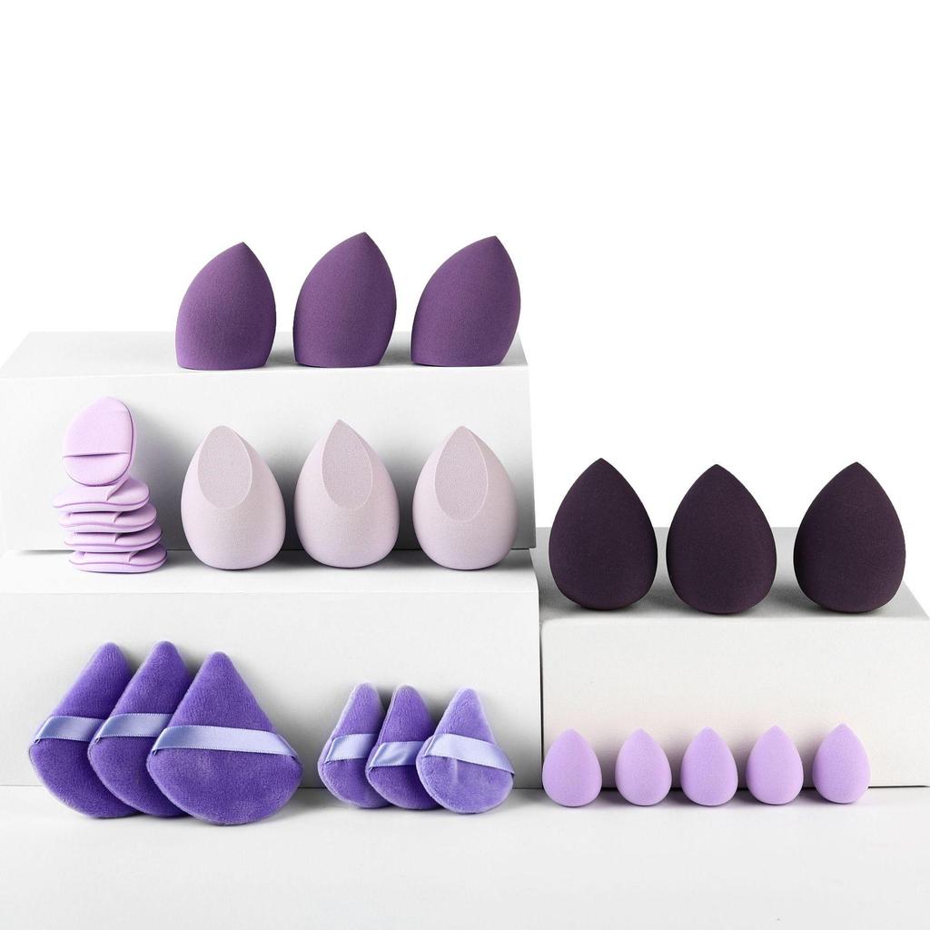 Multi-piece Powder Puff Set: Includes Beauty Blender, Thumb Puff, Mini Puff, and Cotton Puff In 5/14/19/25/34-piece Options.
